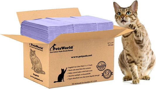 Cat Litter Pads Fresh Scent 50 Count, Heavy Duty Absorbancy