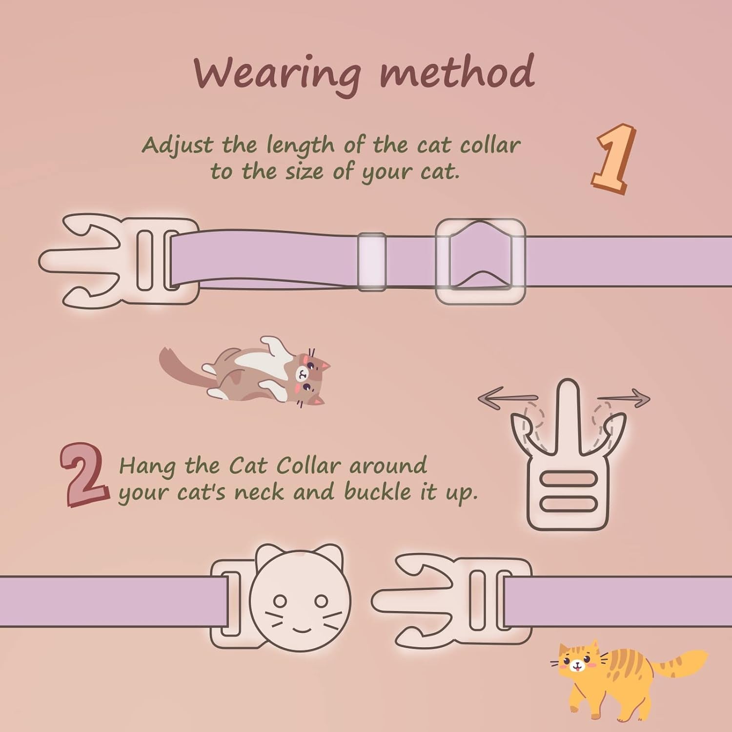 2 Pack Cotton Breakaway Cat Collar with Bell Pink&Purple Flowers Pendant Cute Kitten Cat Collar Suitable for Girls and Boys