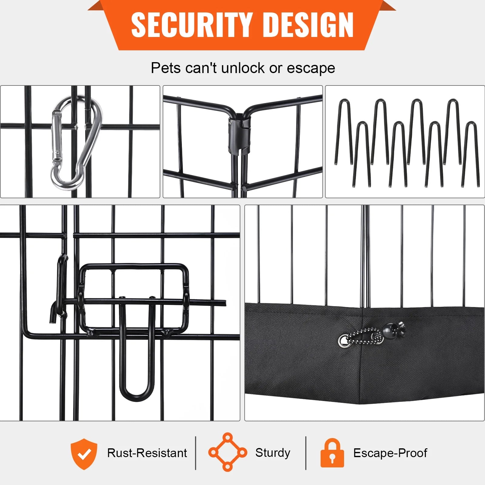 Dog Playpen 8 Panels Foldable Metal Dog Exercise Pen with Cover and Pad