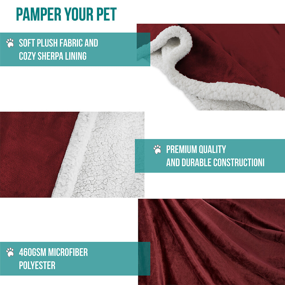 Washable Pet Blanket Fleece Dog Cat Bed Soft Sherpa Reversible Dog Blanket Warm