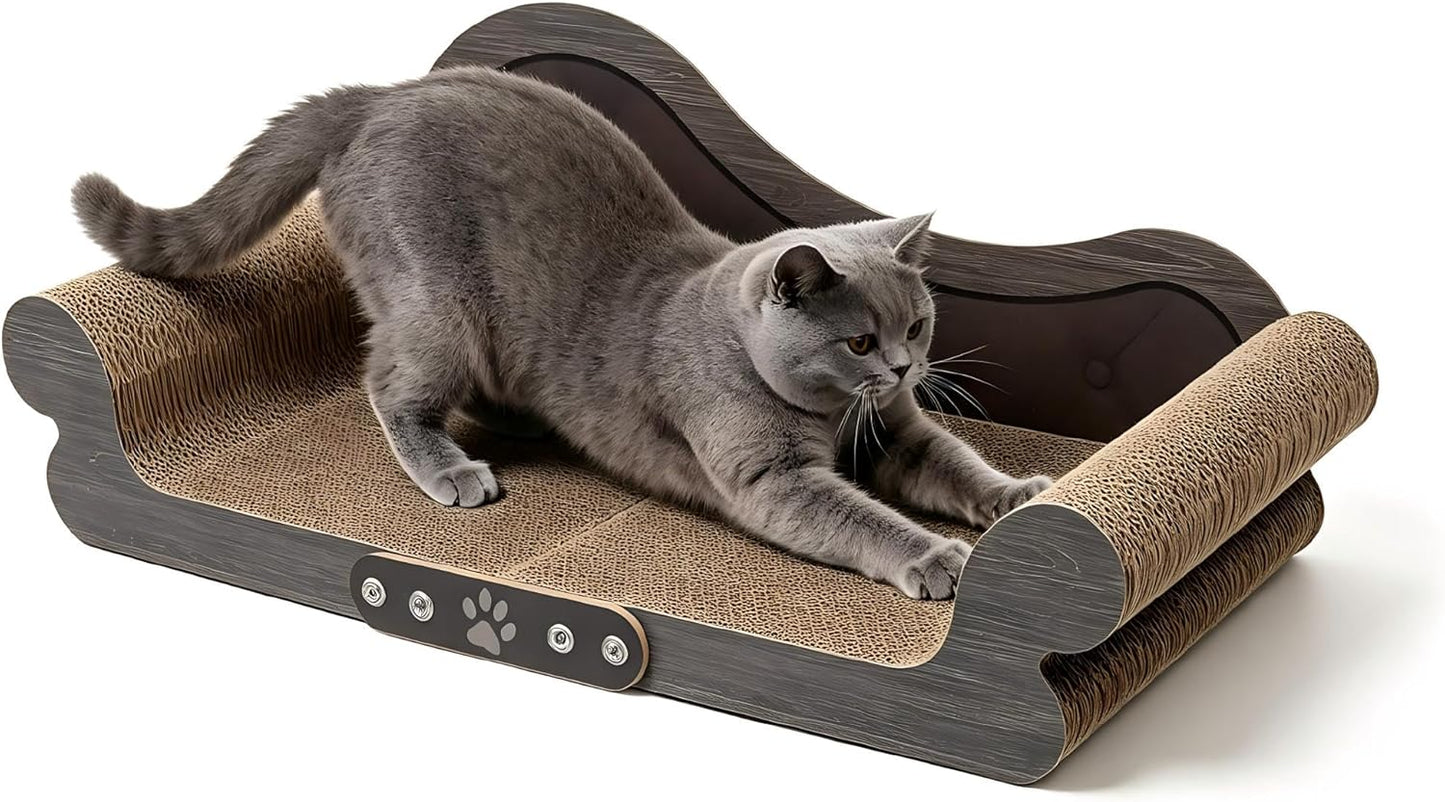 Extra Large Cat Scratcher Bed, Sofa Shaped Cardboard Couch | 26.5" Durable Cardboard Cat Couch & Scratch Pad, Furniture Protector Lounger for Large & Multi-Cat Households