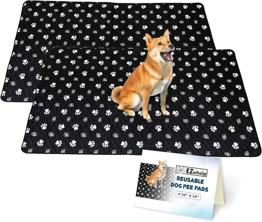 Reusable Dog Pee Pads, Washable Waterproof Mats for Dog Potty Training or Whelping Pads, 39X39 Inch, 2 Pack