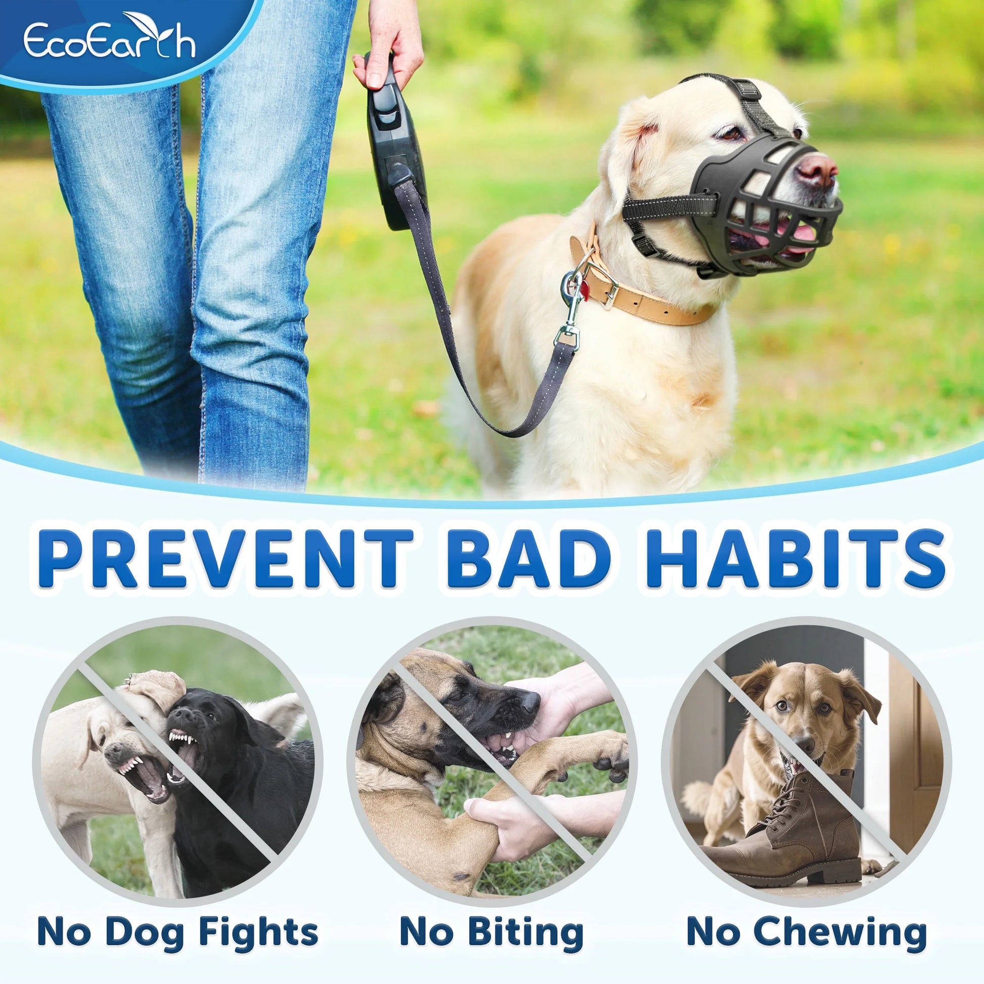 Dog Muzzle Breathable Basket Mouth Guard for Grooming & Training, Black, Size M, 1 Pack