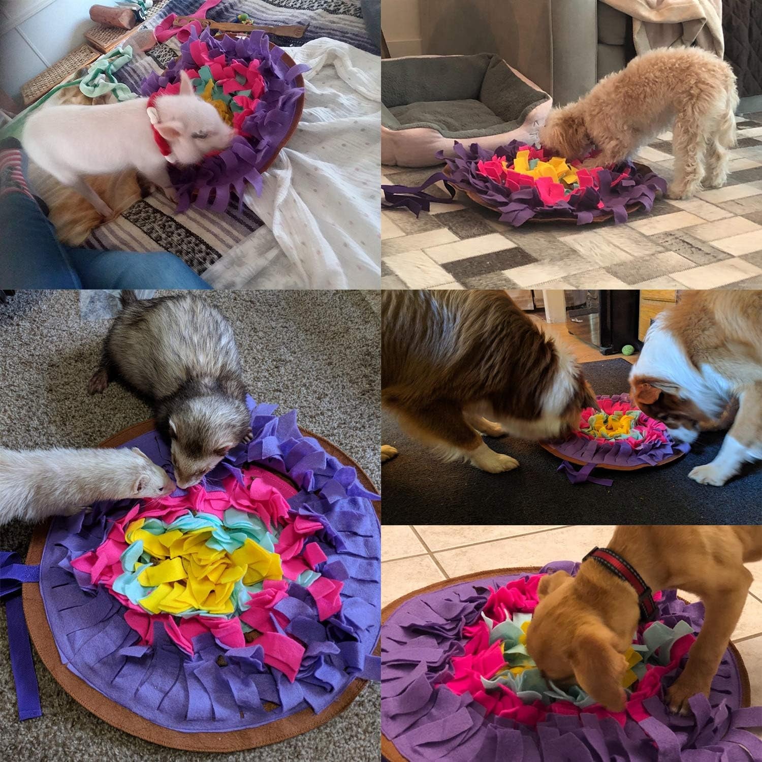 Snuffle Mat，Dog Snuffle Mat，Nosework for Dogs Large Small Petdog Puzzle Toys Interactive Feeding Mat Machine Washable (Purple)