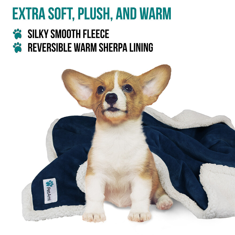 Washable Pet Blanket Fleece Dog Cat Bed Soft Sherpa Reversible Dog Blanket Warm