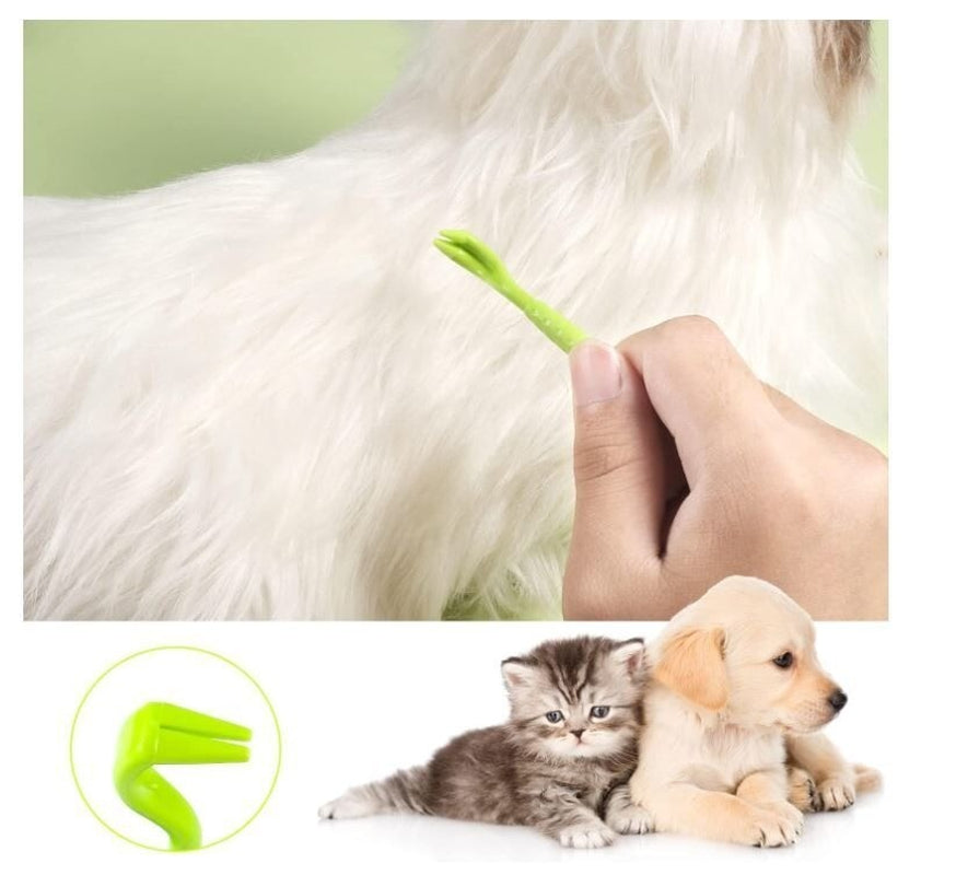Tick Removal Tool + Flea Comb for Pets Tick Remover for Dogs Cats 4 Pc Set