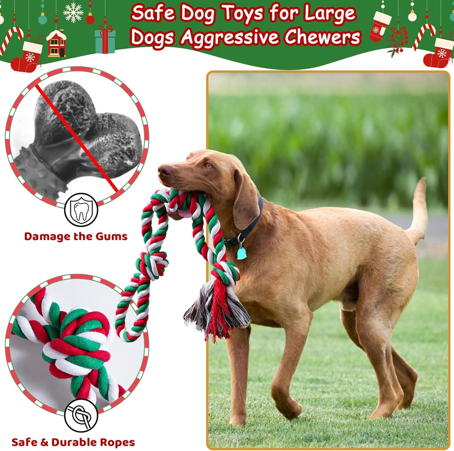 Dog Rope Toys Set, 7 Pack Cotton Dog Toys for Large Dogs and Medium Small, Cute Interactive Squeaky Toy, Chewing Puppy Gaming Toy for Teeth Cleaning