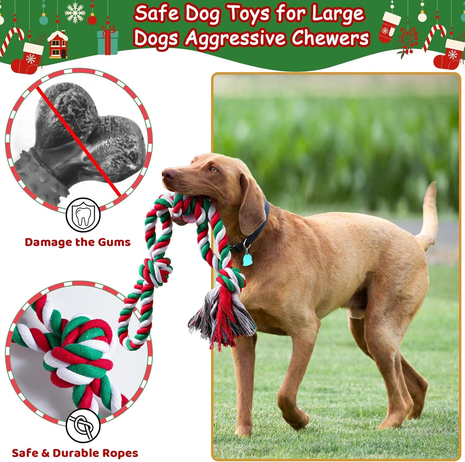 Dog Rope Toys Set, 7 Pack Cotton Dog Toys for Large Dogs and Medium Small, Cute Interactive Squeaky Toy, Chewing Puppy Gaming Toy for Teeth Cleaning