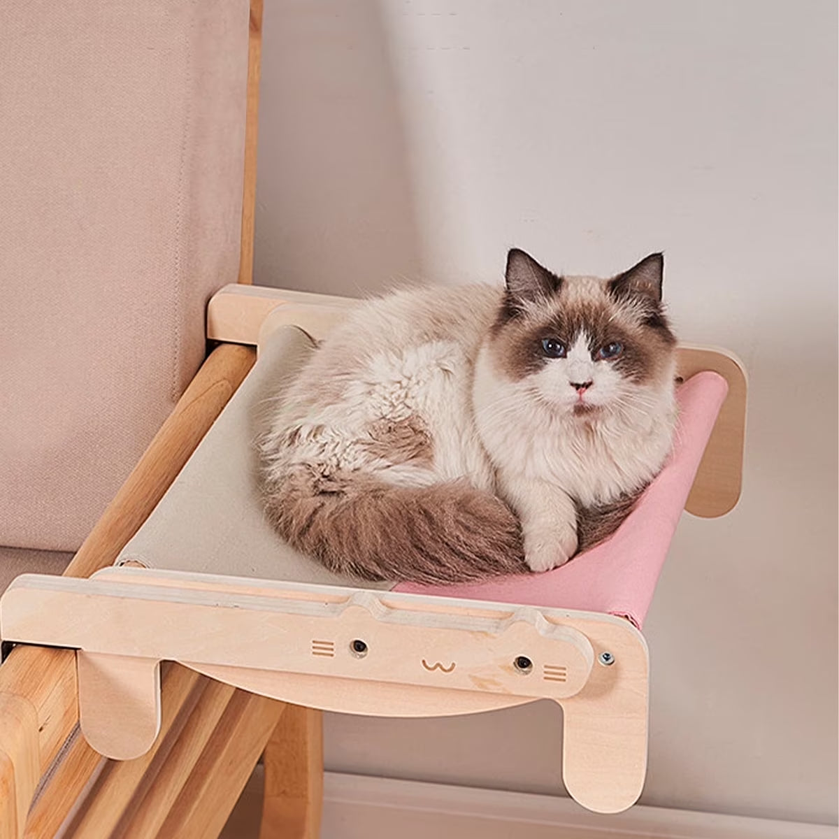 Cat Window Perch for Indoor, Cat Window Hammock Window Perch, Safety Cat Shelves Space Saving Window Mounted Cat Seat (Pink)