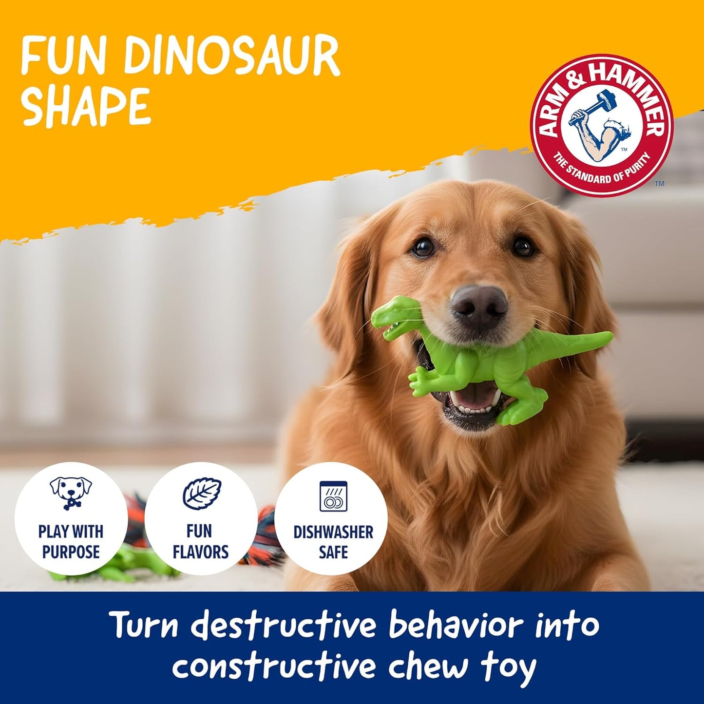 Nubbies Denta-Saurus T-Rex Dog Dental Chew Toy, Mint Flavor, for Moderate Chewers, Nylon, Reduces Plaque and Tartar without Brushing, Baking Soda Infused - 24 Pack