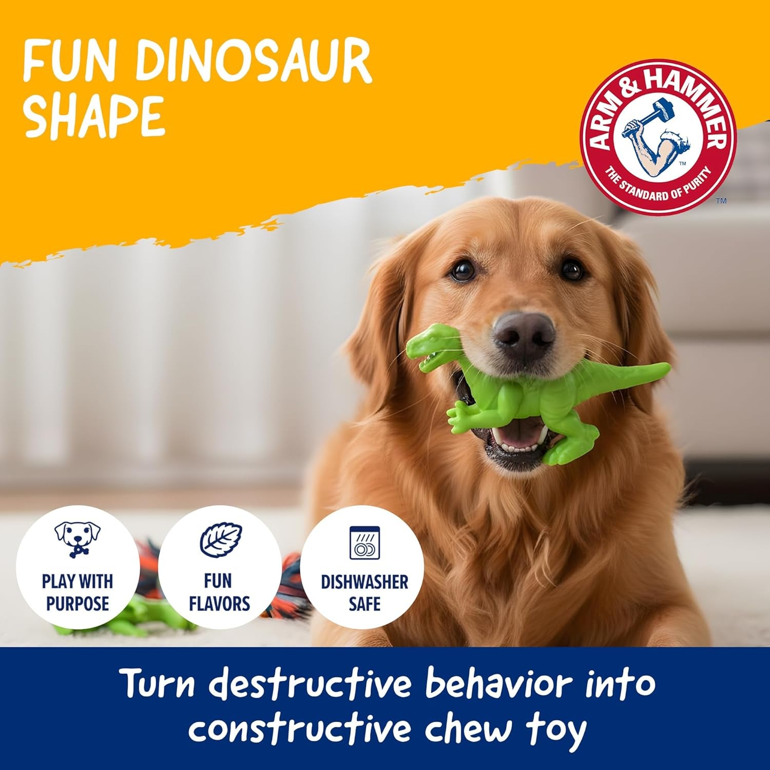 Nubbies Denta-Saurus T-Rex Dog Dental Chew Toy, Mint Flavor, for Moderate Chewers, Nylon, Reduces Plaque and Tartar without Brushing, Baking Soda Infused - 24 Pack