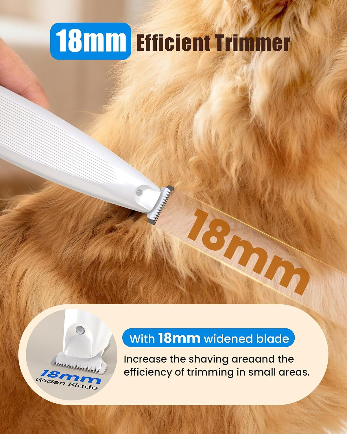 Professional Dog Paw Trimmer with LED Light, New Upgraded 35Db Low-Noise Pet Paw Trimmers for Dog'S Feet, 2-Speed Electric Paw Cleaner Grooming Clippers for Dogs,Paws, Ears, Face, Rump (White)