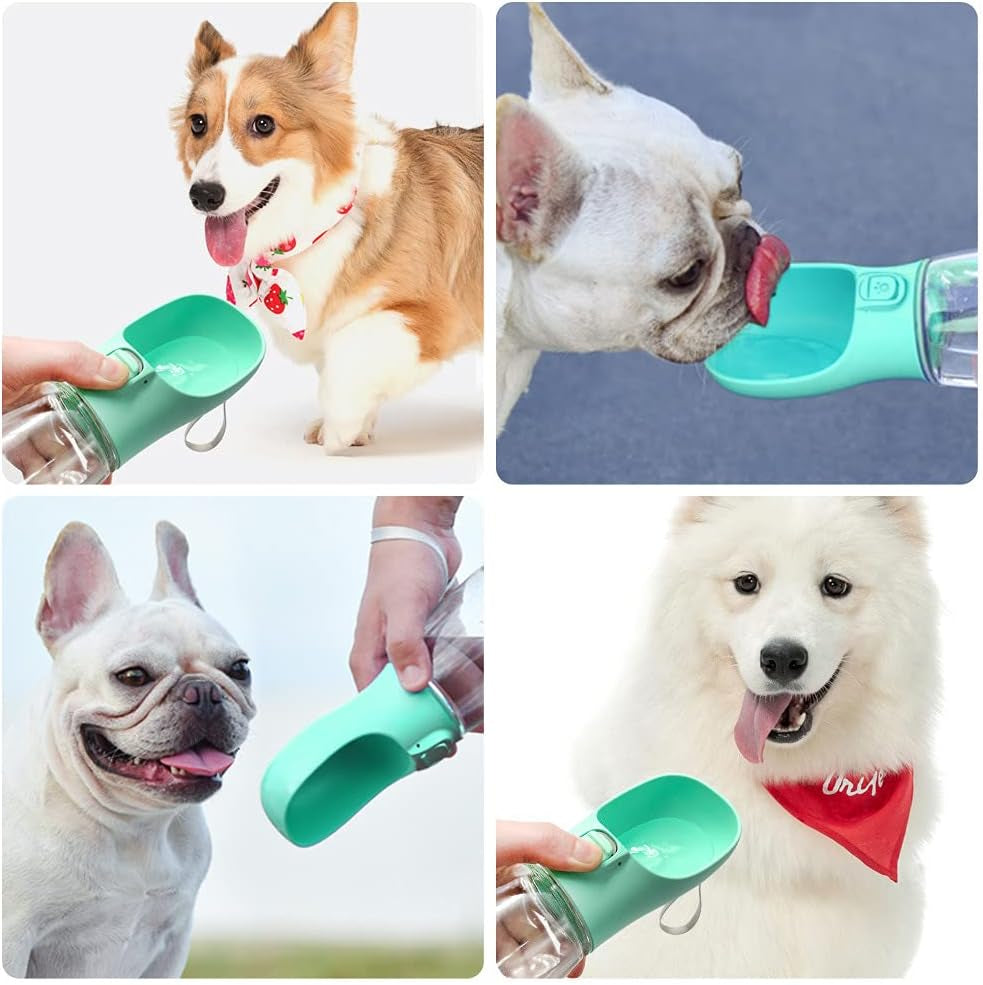 Pet Water Bottle, Leakproof Portable Puppy Water, Pet Portable Dog Water Dispenser for Dog Cat Outdoor Walking Hiking Travel, Food Grade Plastic (Green)