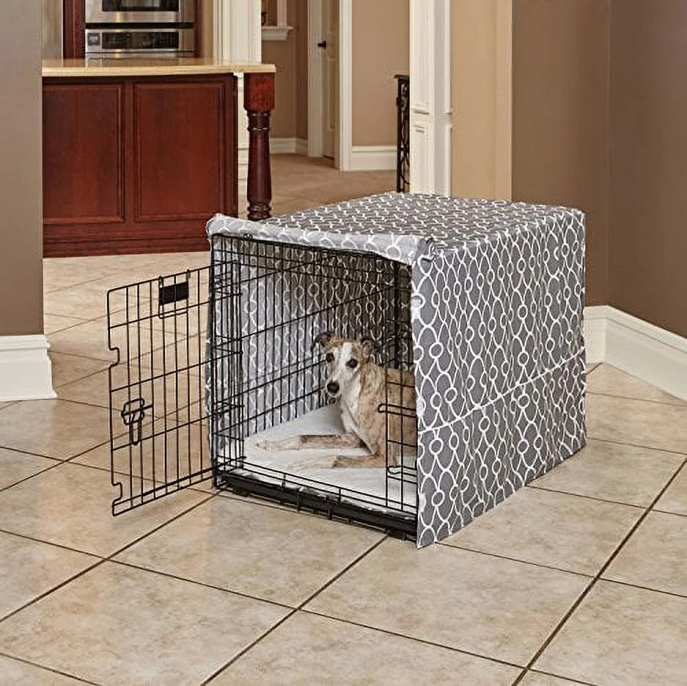 Midwest Homes for Pet Dog Crate Cover, Gray Geometric Pattern, 36"