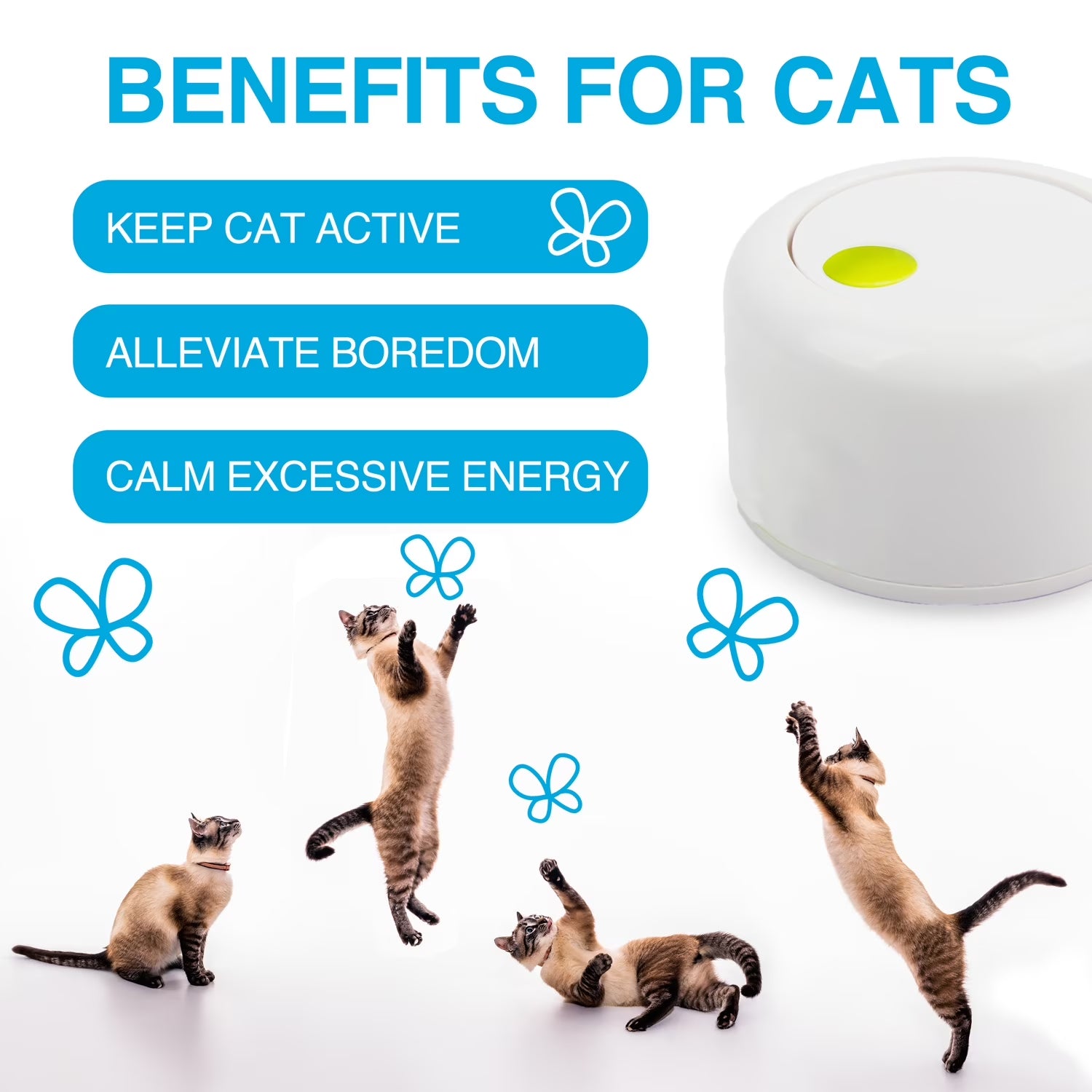 Interactive Cat Butterfly Toy with Motion Sensor, Kitty Flutter Bug Toy Includes One Butterfly Replacement