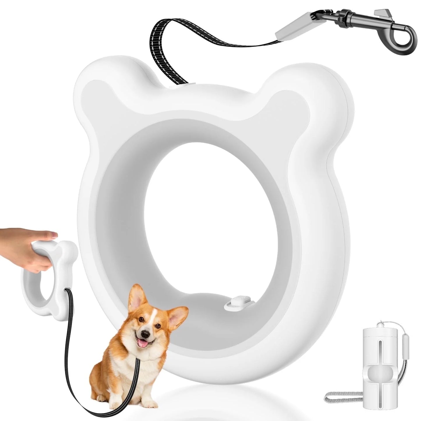Retractable Dog Leash Outdoor Walk, Hands-Free Pet Walking Leash, Reflective Running Leash for All Size Dogs, Tangle-Free One-Hand Brake Heavy Duty 10Ft Pet Leash