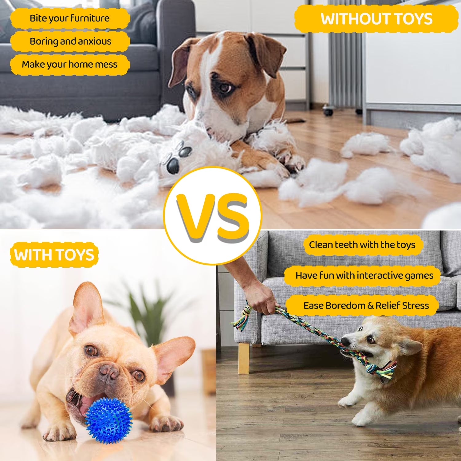 Dog Toys 23 Pack for Fun and Teeth Cleaning, Puppy Chew Toys Pack with Squeak Plush Toy,Squeaky Toy Balls,Tug of War and Rope Toys for Puppy to Small Dogs