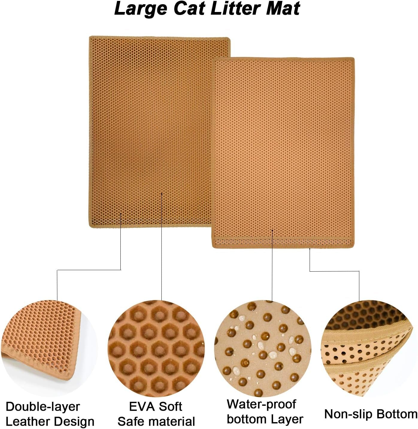 Cat Litter Mat Litter Tray Mat of Large Size, Waterproof Material BPA Free, Soft on Paws and Washable