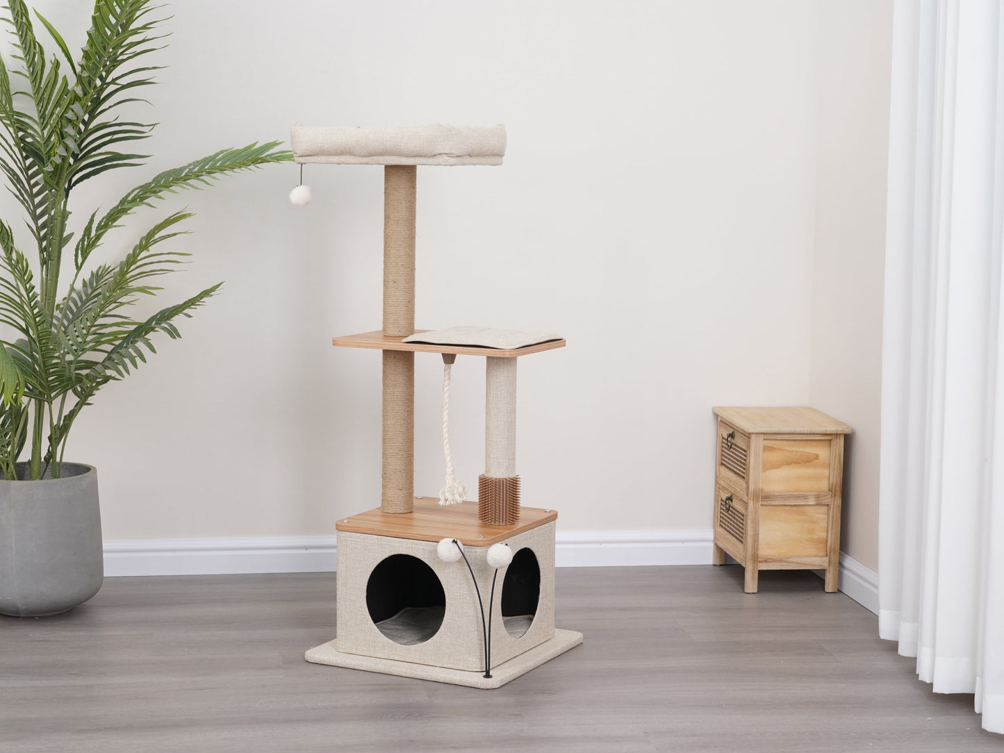 4-Level 46" Multi-Functional Cat Tree with Condo, Perch & Sisal Post, Beige
