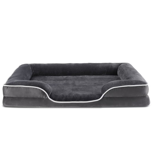 42"X32" Supportive Memory Foam Orthopedic Dog Bed, with Washable Removable Cover, Non-Slip Base, Waterproof, Gray