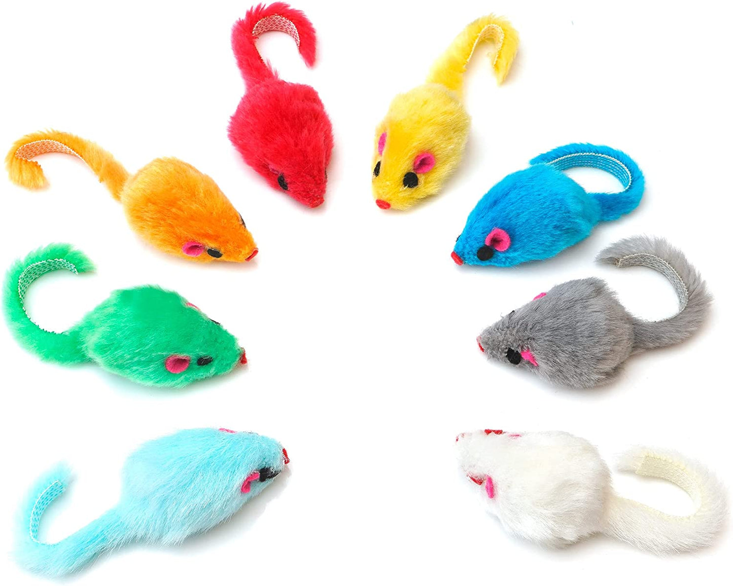 36PCS 4.1'' Furry Cat Toy Mice Rattle Small Mouse Kitten Interactive Play Assort