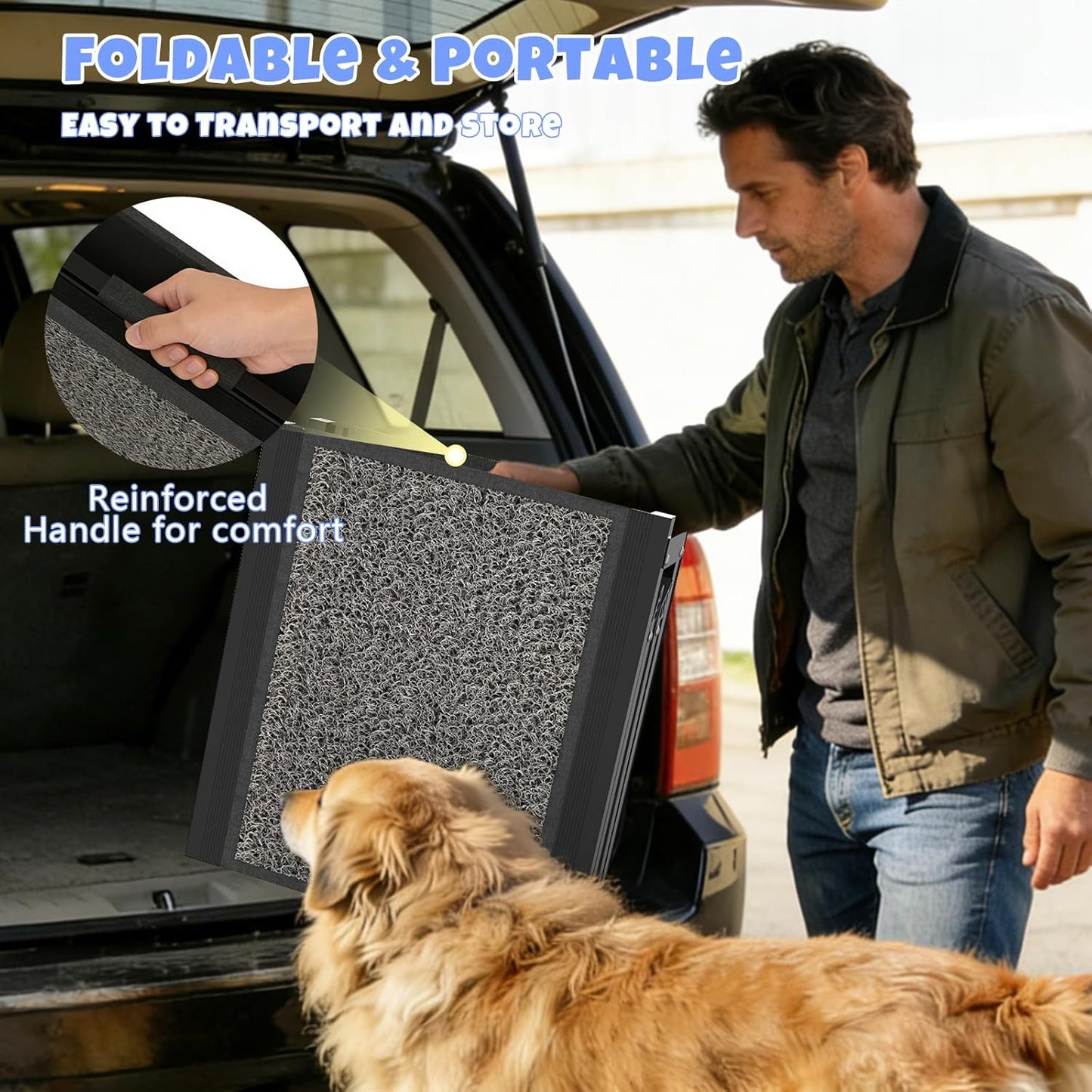 Dog Ramp for Car 63" X 17", Folding Pet Ramp for Large Dogs with Non-Slip Rug Surface, Portable Dog Car Ramp for SUV Car & Truck