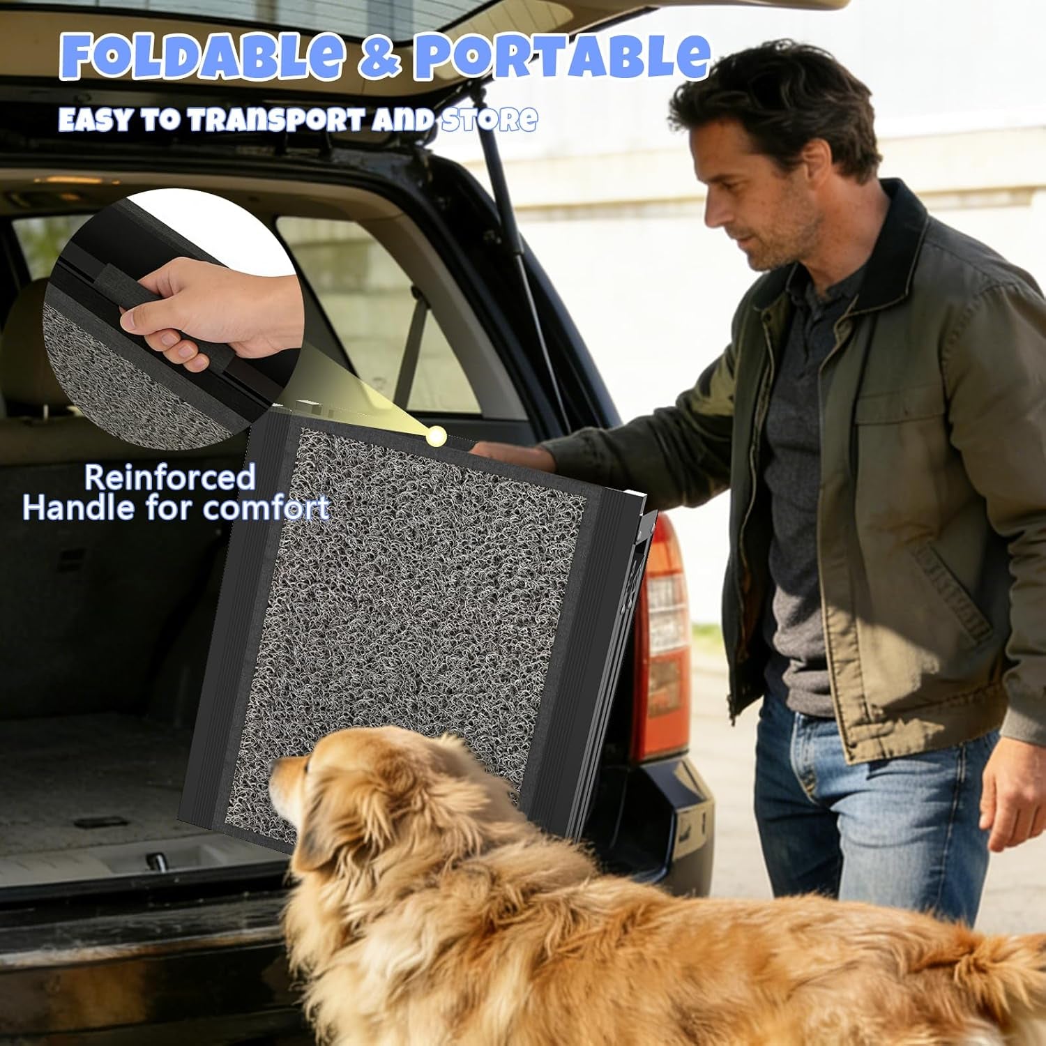 Dog Ramp for Car 63" X 17", Folding Pet Ramp for Large Dogs with Non-Slip Rug Surface, Portable Dog Car Ramp for SUV Car & Truck