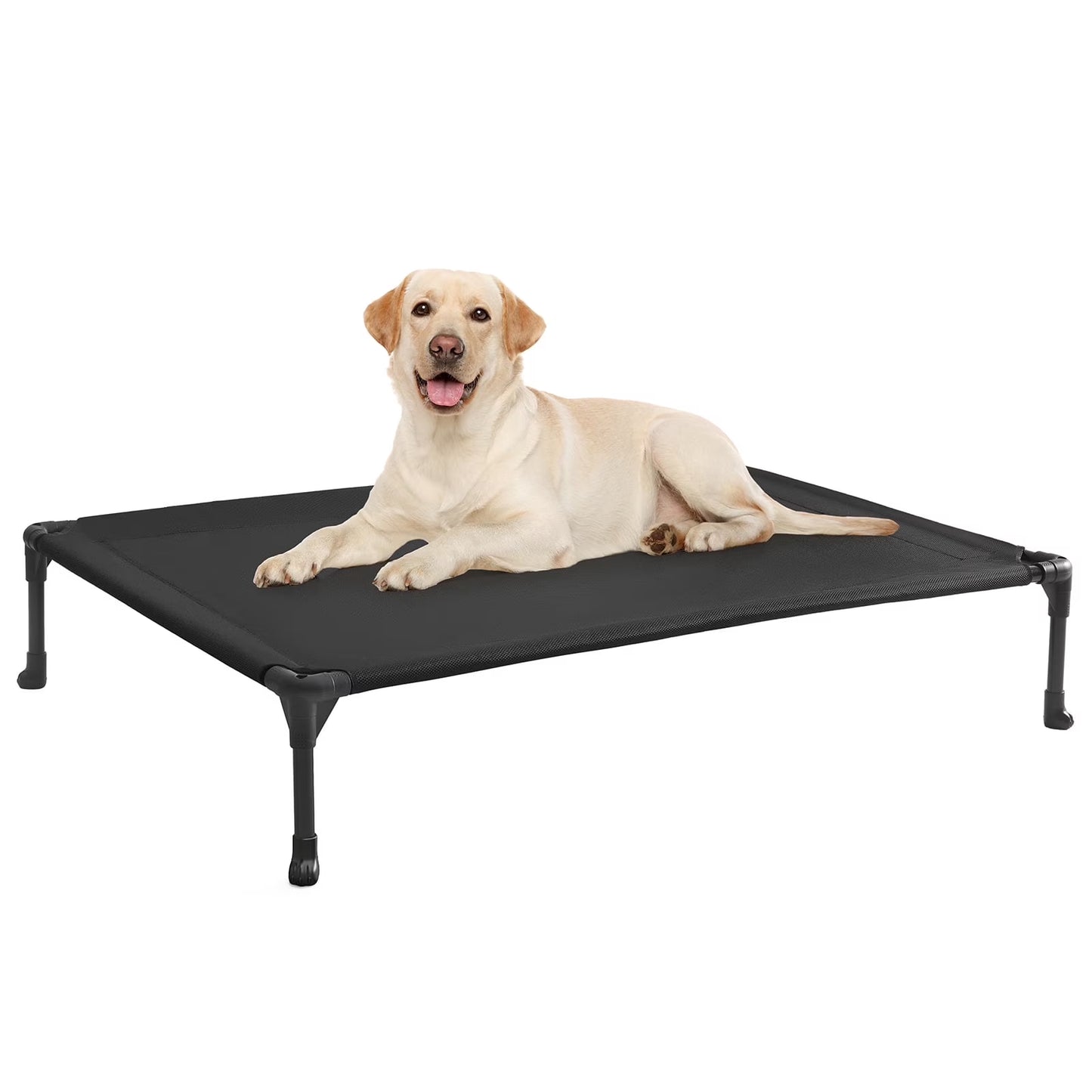 Cooling Elevated Dog Bed, Portable Raised Pet Cot with Washable Mesh, 42"X30", Black