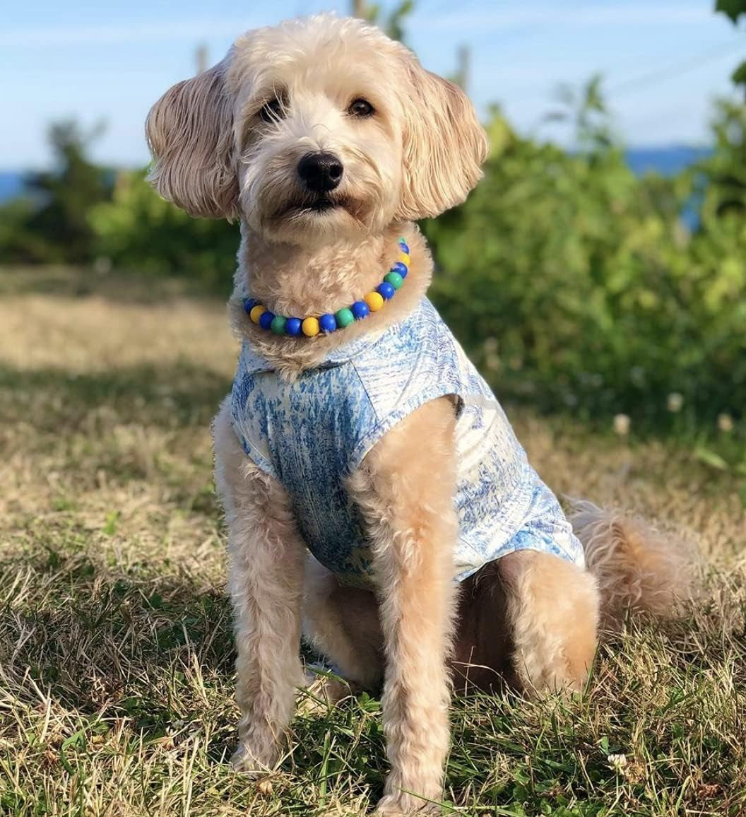 Cooling Dog Printed Sun Shield Vest | Light Weight Pet Summer Clothing | Sleeveless Shirt UV Protection for Small, Medium and Large Dogs (10)