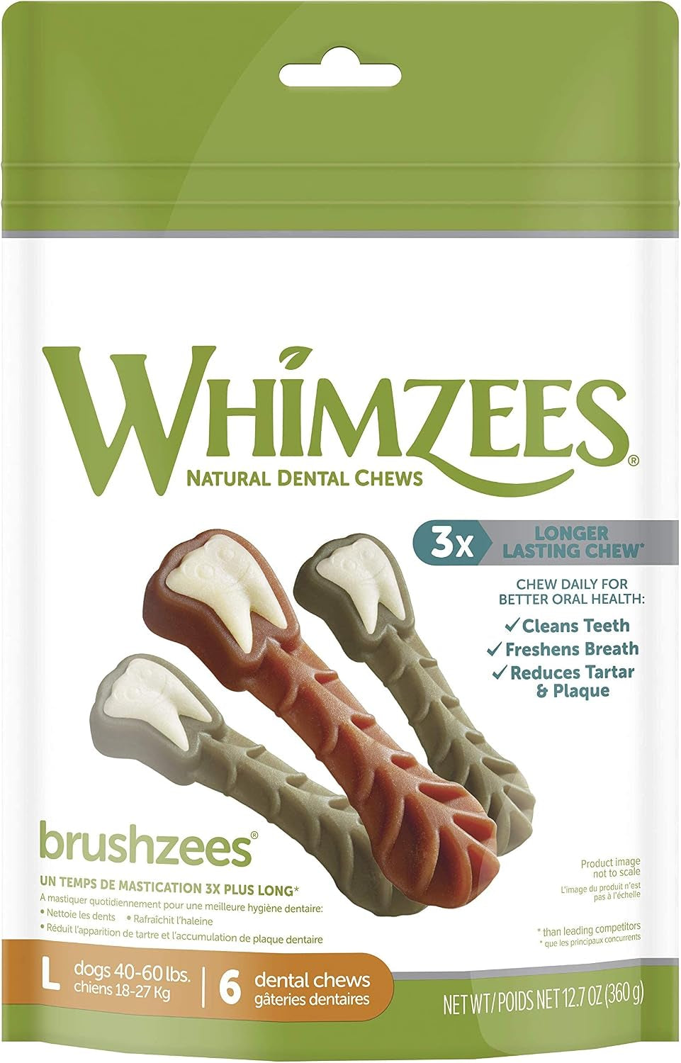 Brushzees Dental Chews for Dogs (Large) and Veggie Sausage Dental Chews for Dogs (Large)