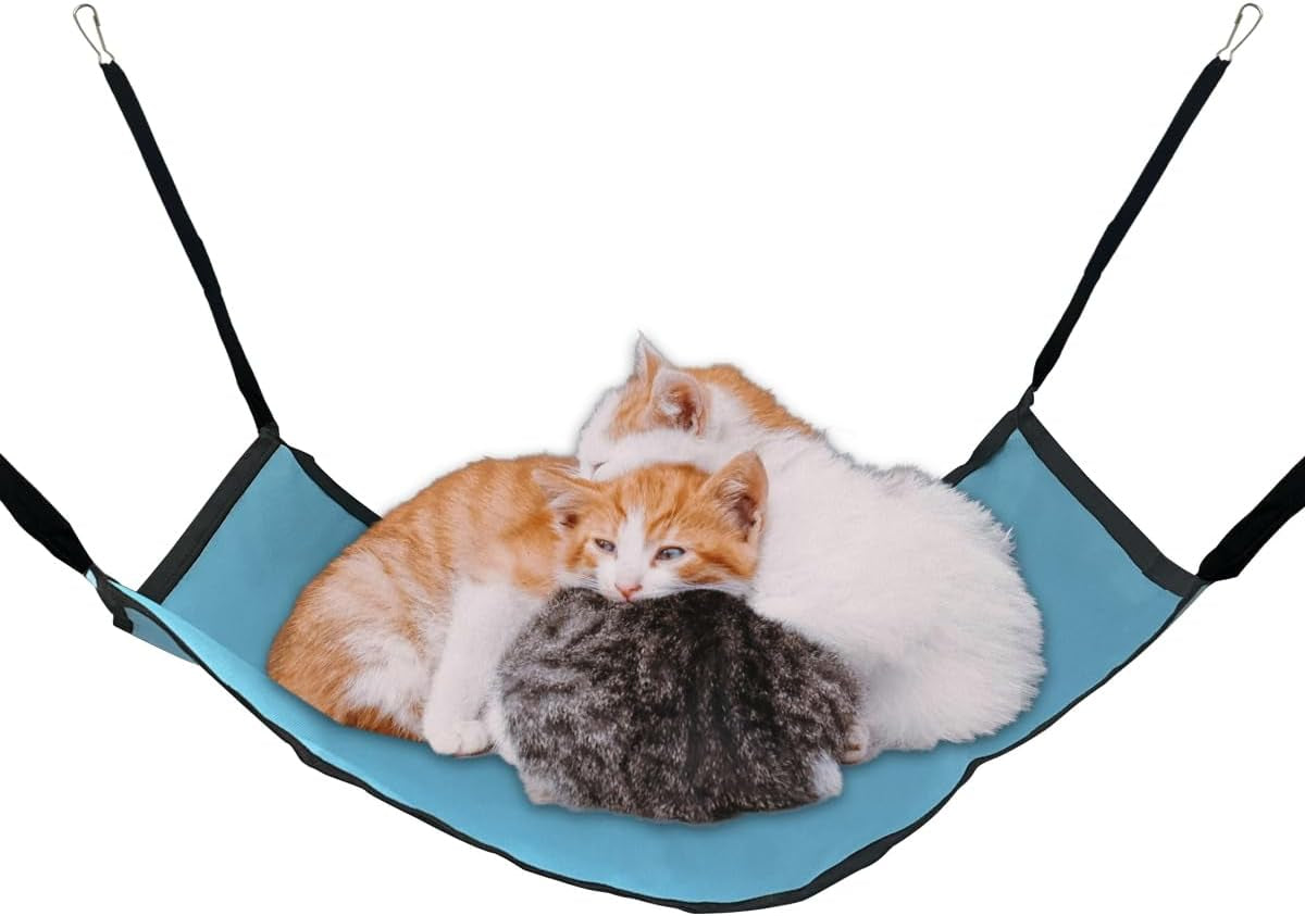 Cat Hammock for Cage Hanging ，Summer Breathable Coolness Oxford Cat Hammock Bed，With Straps and Metal Hooks Bed for Cats Small Dogs Rabbits