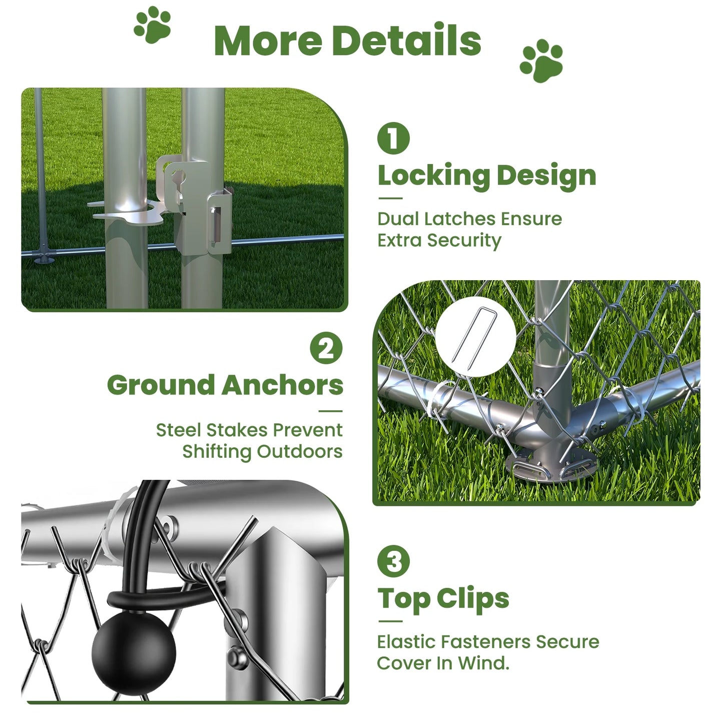 10X10Ft Outdoor Dog Kennel outside with Metal Large Dog Gate, Outdoor Dog Pens with Roof, Heavy Duty Dog Kennel for Backyard Farm Use