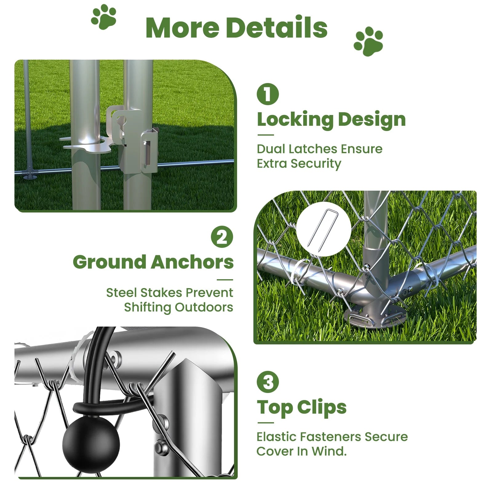 10X10Ft Outdoor Dog Kennel outside with Metal Large Dog Gate, Outdoor Dog Pens with Roof, Heavy Duty Dog Kennel for Backyard Farm Use
