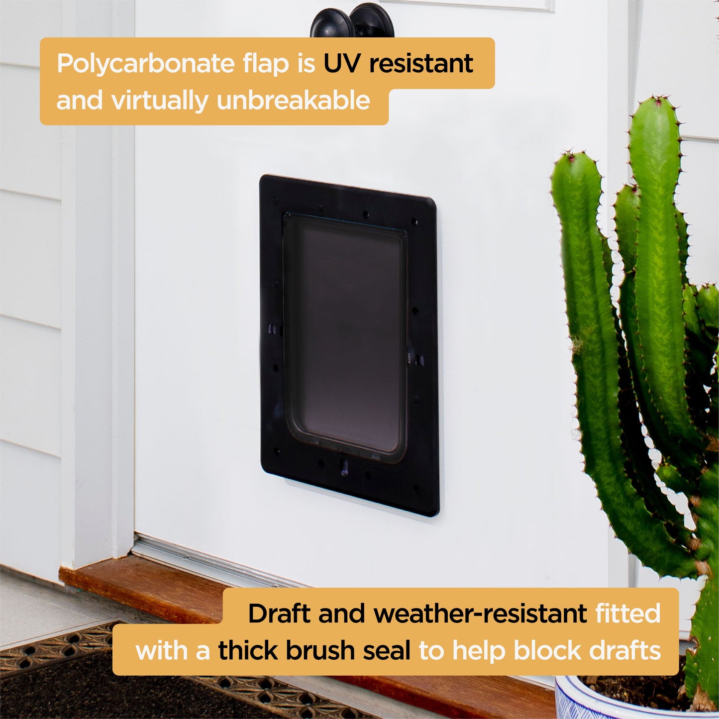 Black Super Tough Medium Pet Door for Doors up to 2.17" Thick, for Dogs up to 42 Lbs