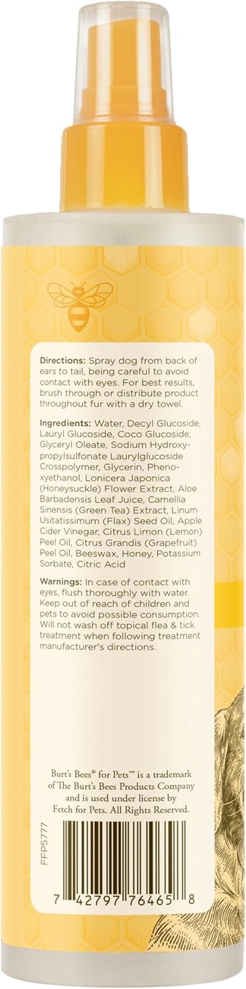 Dog Detangling Spray, Natural Leave-In Coat Detangler & Dog Deodorizing Grooming Spray with Lemon, Ph Balanced for Dogs, Paraben & Sulfate Free, 10 Fl Oz