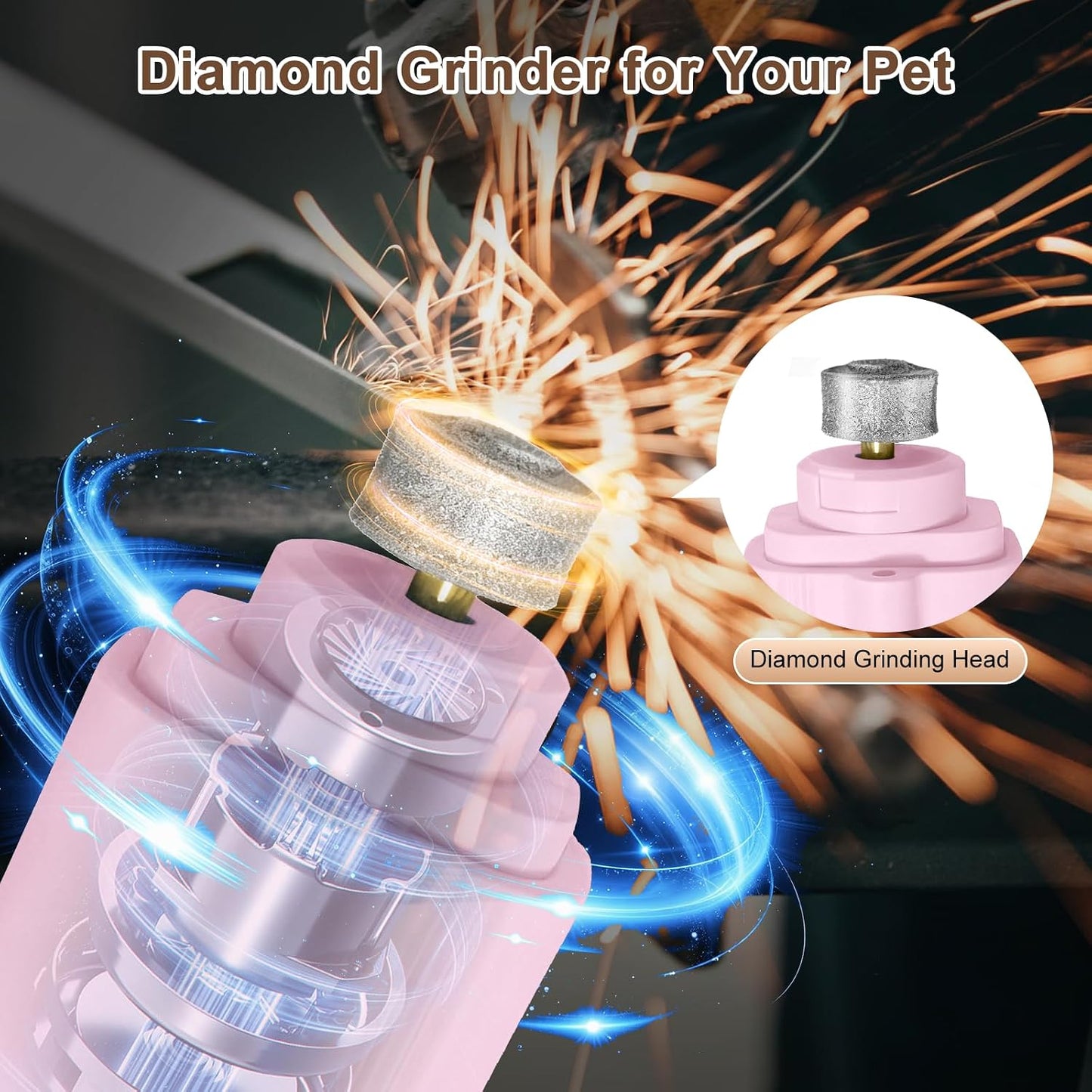 2-In-1 Dog Nail Clippers and Cat Nail Clippers with Light, Quick Sensor and Safety Guard, USB Rechargeable Pet Nail Trimmer with 2 LED Lights for Large Medium Small Dogs and Cats (Pink)