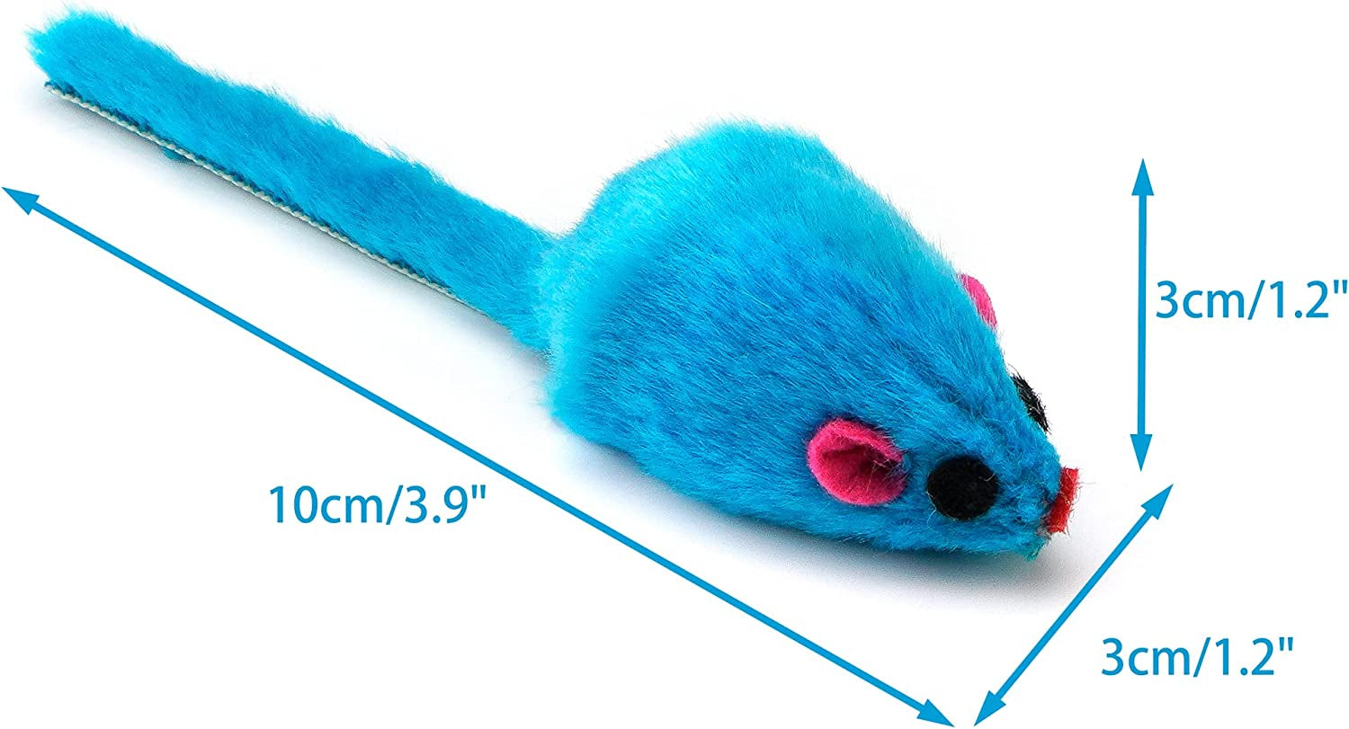 36PCS 4.1'' Furry Cat Toy Mice Rattle Small Mouse Kitten Interactive Play Assort