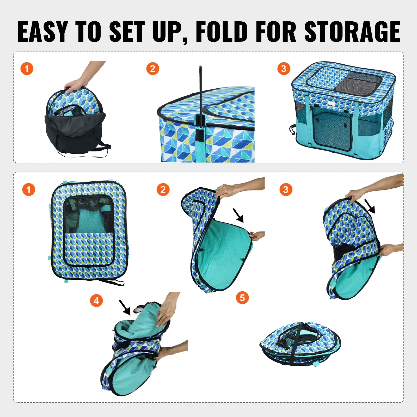 Foldable Pet Playpen 32 X 24 X 22 in Portable Dog Playpen Crate for Cat