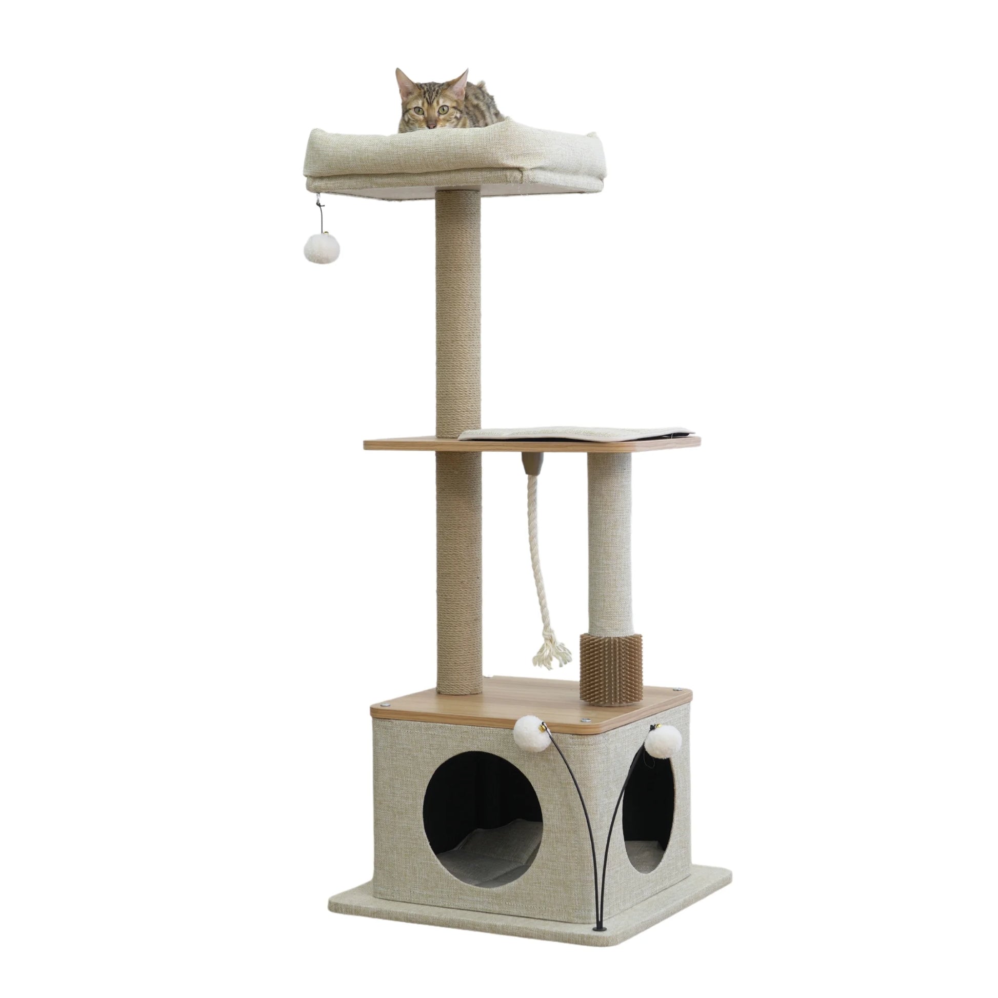 4-Level 46" Multi-Functional Cat Tree with Condo, Perch & Sisal Post, Beige