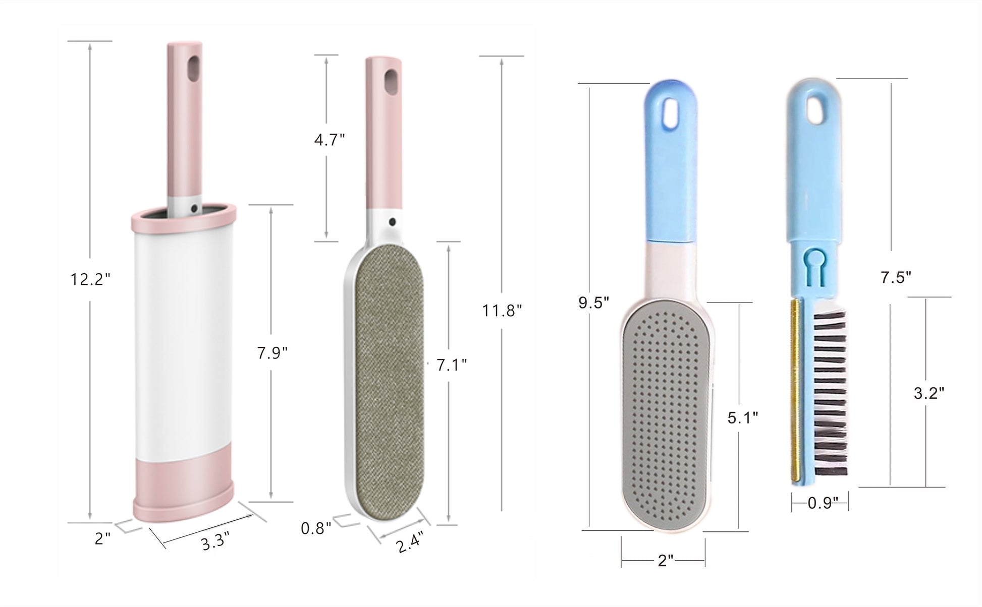 2PCS Reusable Pet Hair Remover Brushes - Travel Size Lint Brush for Clothes & Laundry, Cat Dog Fur Removal Tool (Pink)