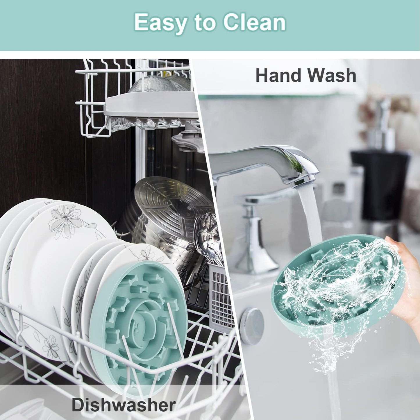 Slow Feeder Dog Bowls 2 Pack with Anti-Tipping Bottom Suction Cup,Silicone Dog Slow Feeder Bowl Prevents Gulping and Vomiting for Dogs & Cats, Slow Feeder Easy Cleaning