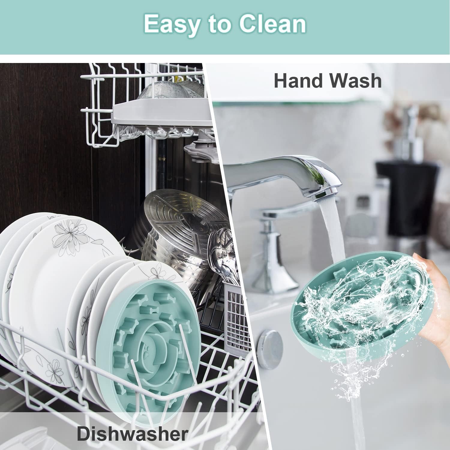 Slow Feeder Dog Bowls 2 Pack with Anti-Tipping Bottom Suction Cup,Silicone Dog Slow Feeder Bowl Prevents Gulping and Vomiting for Dogs & Cats, Slow Feeder Easy Cleaning