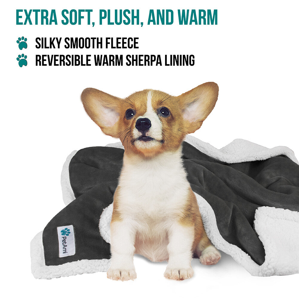 Washable Pet Blanket Fleece Dog Cat Bed Soft Sherpa Reversible Dog Blanket Warm
