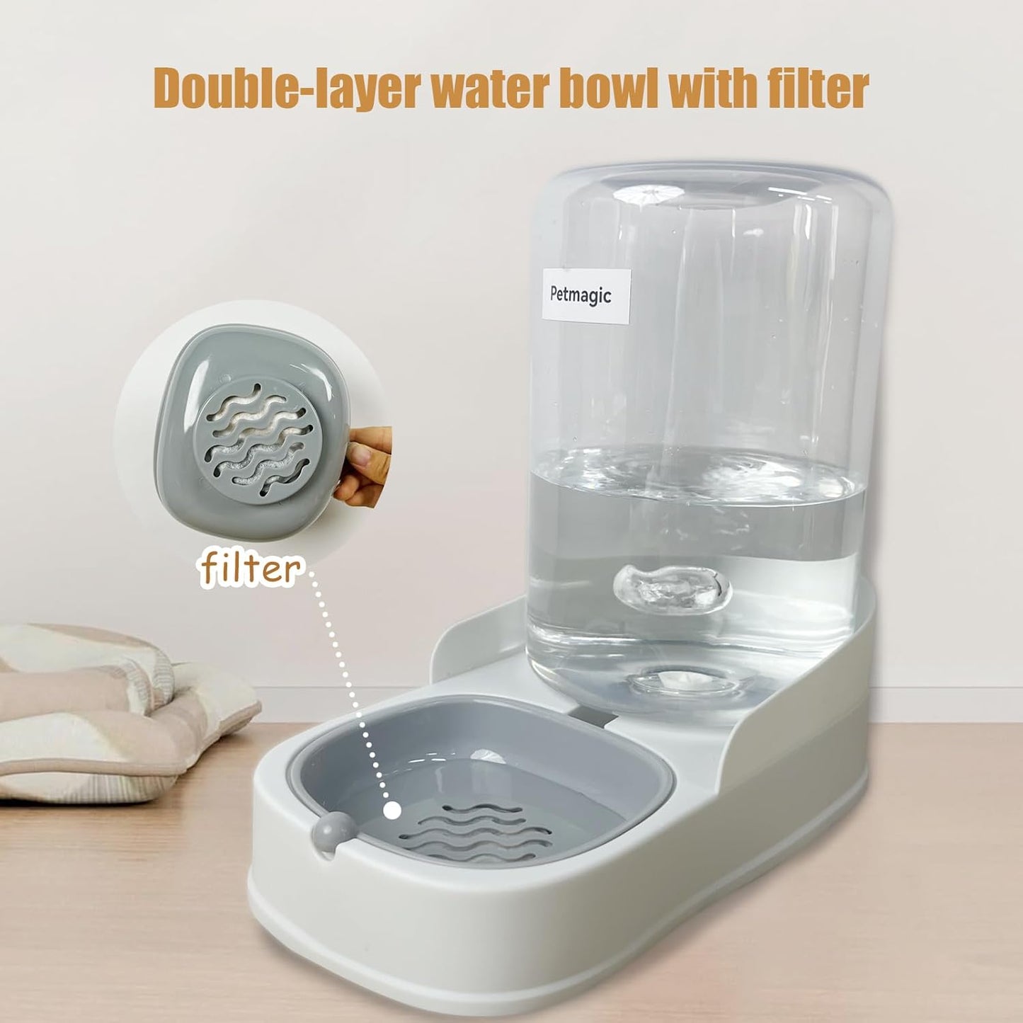 Gravity Cat Feeder by  Is a 3.6L Large-Capacity Cat Food and Water Bowl Set. This Two-Piece Set Is Suitable for Pet Feeding, Including Small and Medium-Sized Dogs, Kittens.