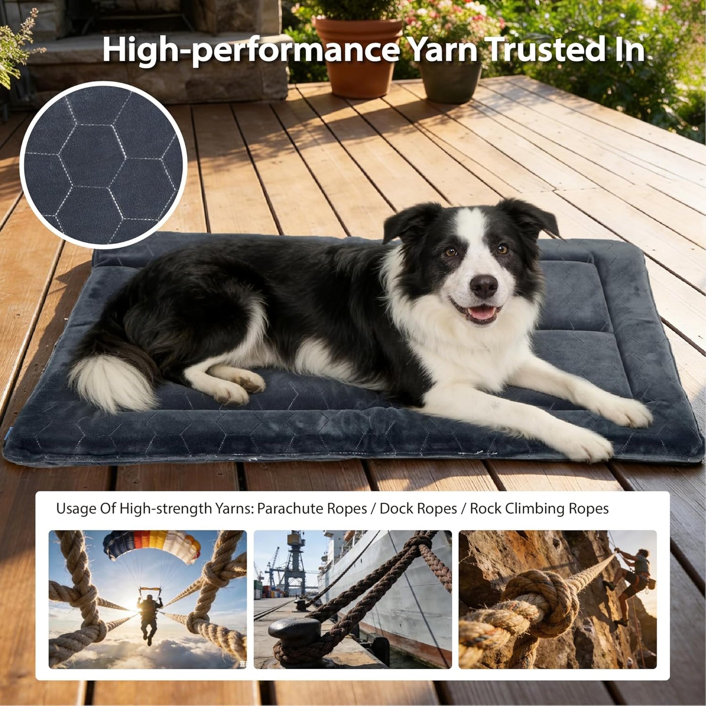Chew Proof Dog Mat - Indestructible Durable Kennel Mat for Aggressive Chewers, Machine Washable, Chew Proof Dog Crate Pad with Reinforced Corners, Indoor Use for Medium Dogs, Grey, 41"X27"