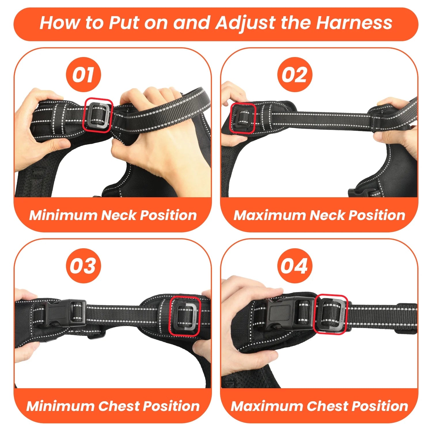 Reflective Dog Harness No Pull Dog Vest Harness with Handle, Breathable Padded Dog Chest Harness Adjustable for Medium Dog-Black M