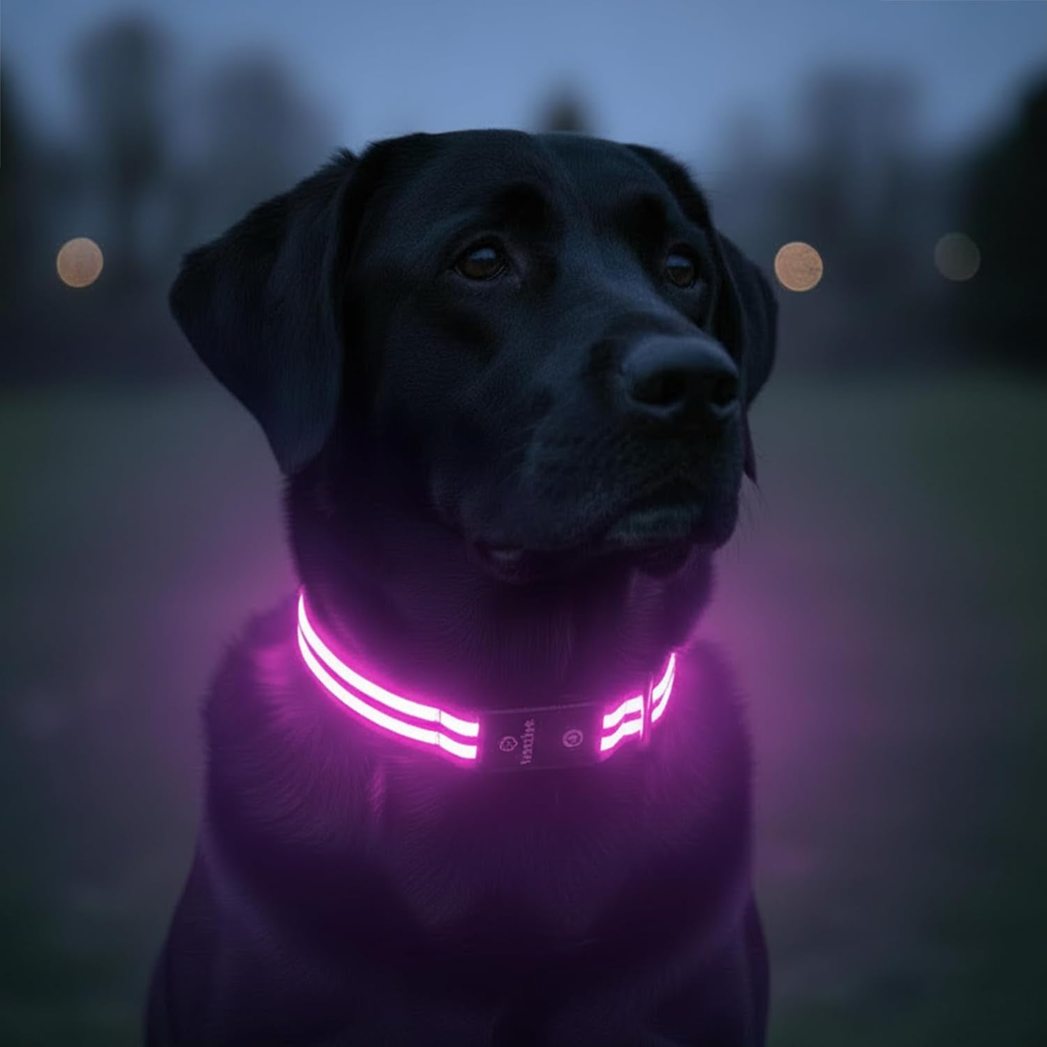 LED Light up Dog Collar USB Rechargeable Waterproof (Pink)