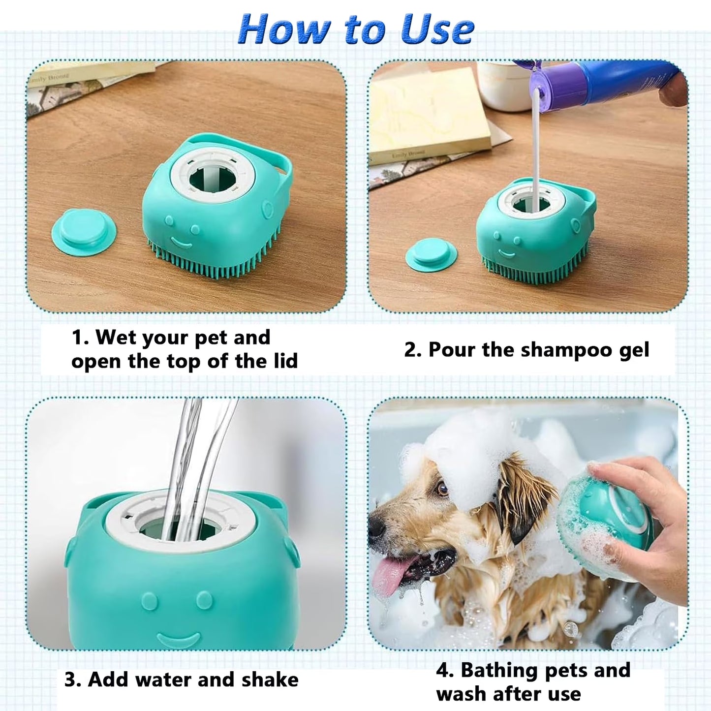3 Pack Dog Bath Brush, Dog Washing Brush for Short Long Haired Dogs Cats, Dog Scrubber for Bath, Pets Shower, Massaging & Grooming