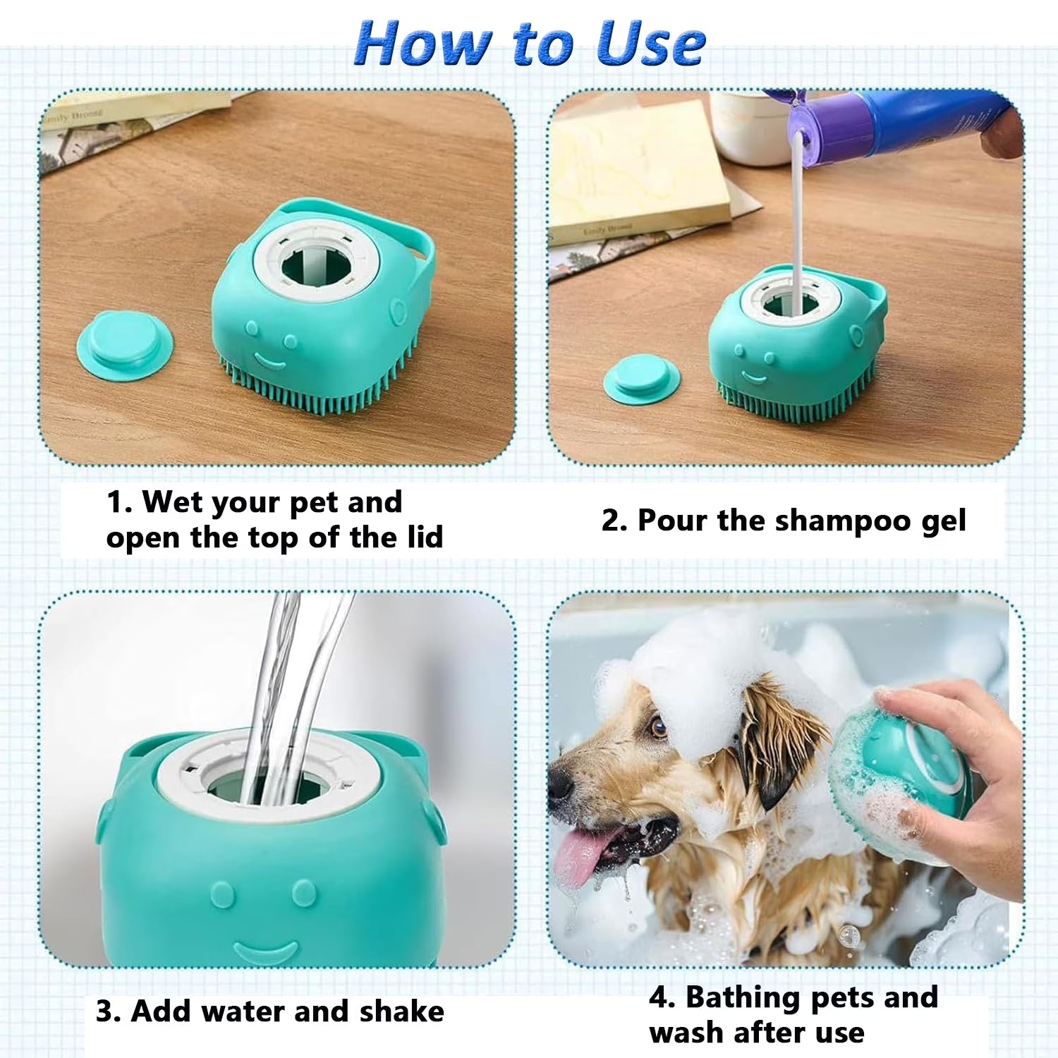 3 Pack Dog Bath Brush, Dog Washing Brush for Short Long Haired Dogs Cats, Dog Scrubber for Bath, Pets Shower, Massaging & Grooming