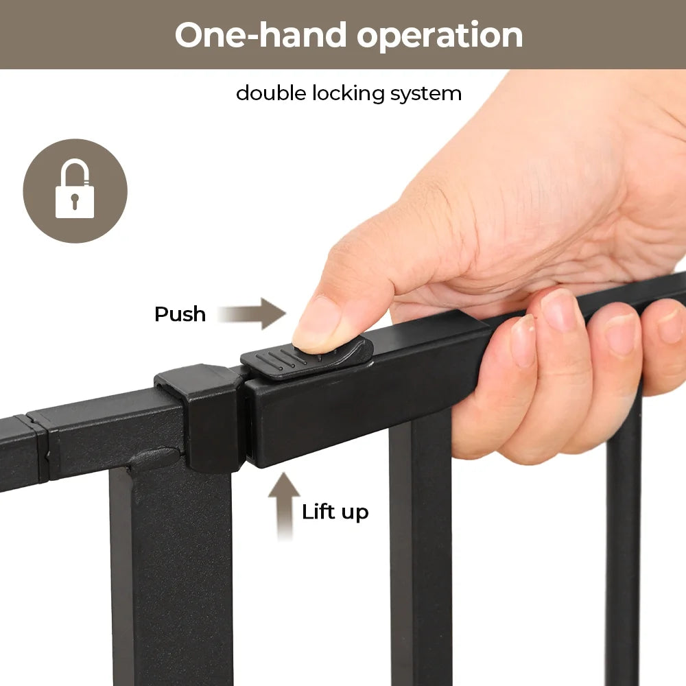 Baby Safety Gate, Dog Gates for Top Stairs Doorway, 29.5''- 40.5''Wide Pressure Mount, Black